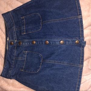 Button up denim mini skirt